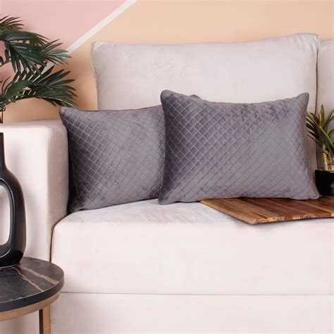 Buy STITCHNEST Quilted Velvet Cushion Cover Set of 2 (12 x 18 Inches ...