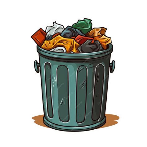 Premium Photo | Trash can clip art cartoon illustration isolated white ...