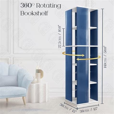 ABOUT SPACE Rotating Book Shelf for Home Library - 5 Tier 360° Book Ra ...