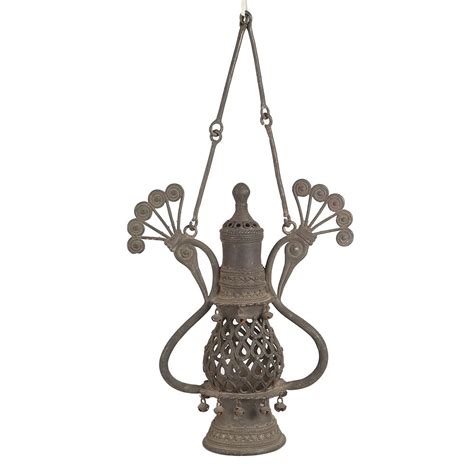 Vintage Brass Hanging Jali Pot for Decor