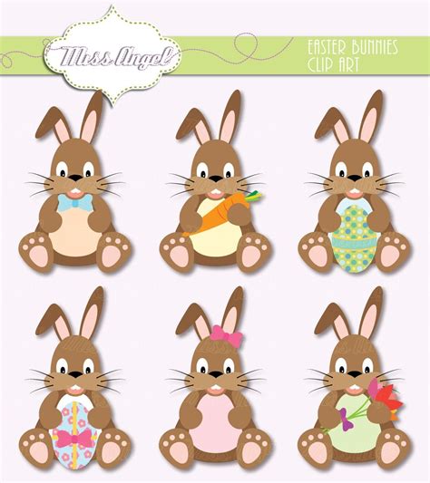 Easter Bunnies Clip Art. 6 Chocolate Easter Bunny 6". Brown Rabbit With ...