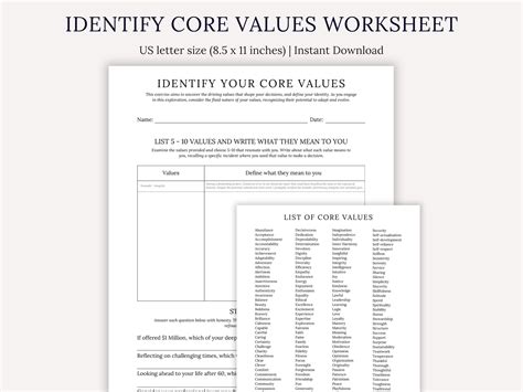 Image result for Identifying Core Values Worksheet