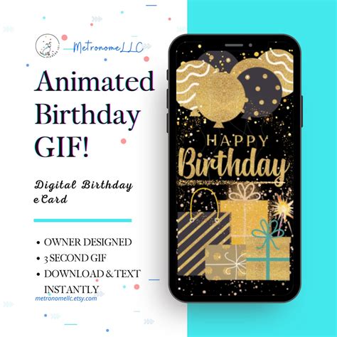 Buy Happy Birthday Card GIF, Instant Download for Quick Texting ...