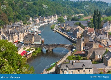 Dinan, Brittany, France - Ancient Town on the River Stock Image - Image ...
