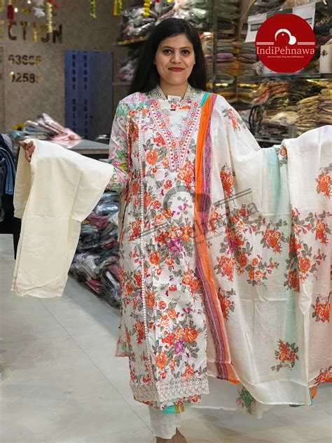 Desi Floral Charm 3 Piece Pure Cotton Suit – Arsh Wardrobe Collection