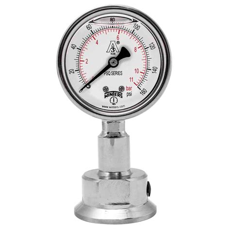 Winters PSQ Series Aluminum Dual Scale Sanitary Pressure Gauge, 2-1/2 ...