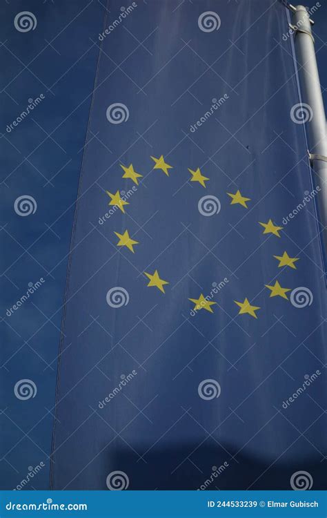 European Union Flag, Blue Flag with Yellow Stars Stock Image - Image of ...