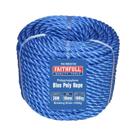 Faithfull FAIRB30100 Blue Poly Rope Coil 10mm Dia x 30M Max Load 160kg ...