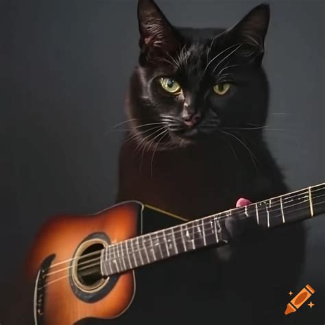 Black cat playing the guitar on Craiyon