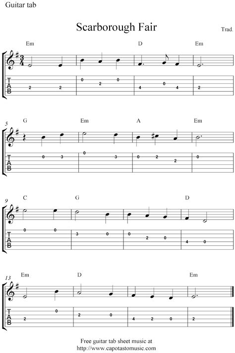 Easy Sheet Music For Beginners: Free easy guitar tabs sheet music notes ...