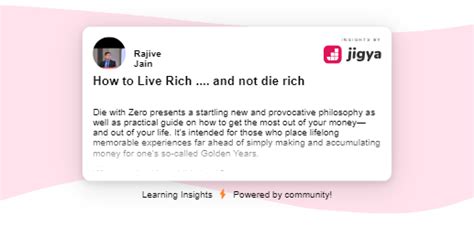 How to Live Rich .... and not die rich