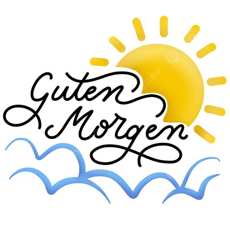 Monoline PNG Picture, Guten Morgen Monoline Calligraphy With Sun And ...