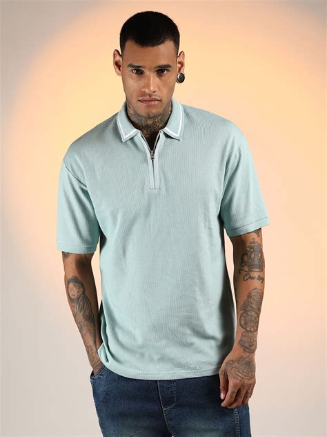 Buy Campus Sutra Men'S Mint Green Micro-Waffle Polo T-Shirt Online
