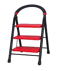 Parasnath Red and Black Super Milano Heavy Folding Ladder with Wide 3 ...