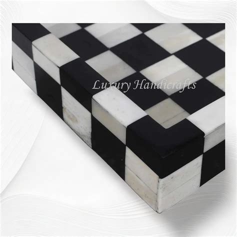 Bone Inlay Checkerboard Tray Black – luxuryhandicrafts.in