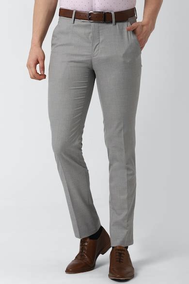 Buy Men Grey Solid Formal Trousers Online - 580745 | Peter England