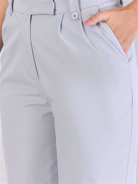 Women Comfort Straight Fit High-Rise Easy Wash Pleated Formal Trousers