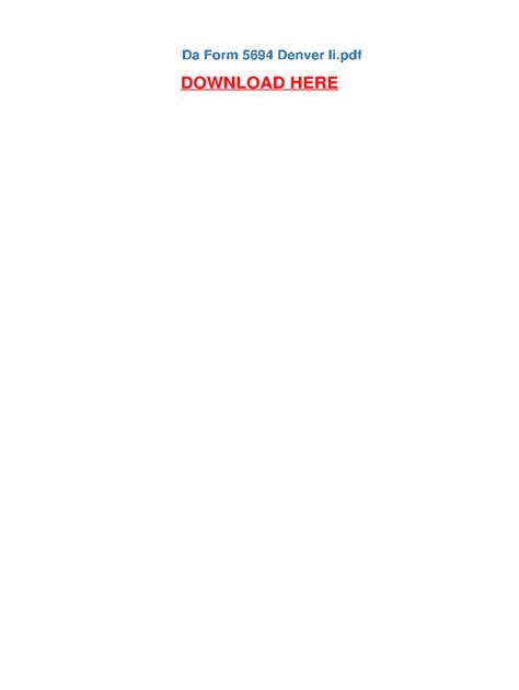 DA Form 5694 Denver II Developmental Milestones - Blank Fillable ...