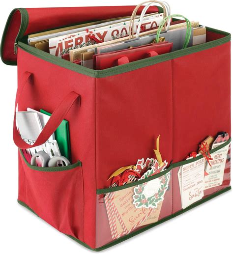 Amazon.com: Whitmor Zippered Gift Bag Organizer - Red with Green Trim ...