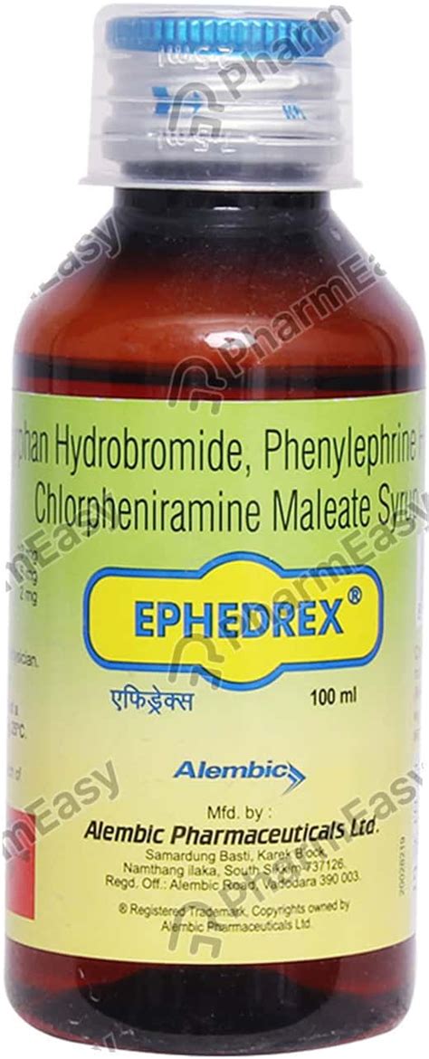 Ephedrex Bottle Of 100ml Syrup: Uses, Side Effects, Price & Dosage ...