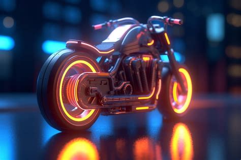 A motorcycle with orange lights and orange lights. | Premium AI ...