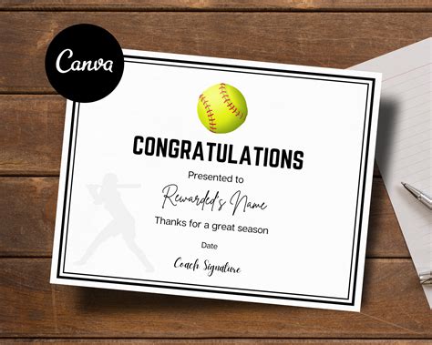 Softball Certificate Templates Free