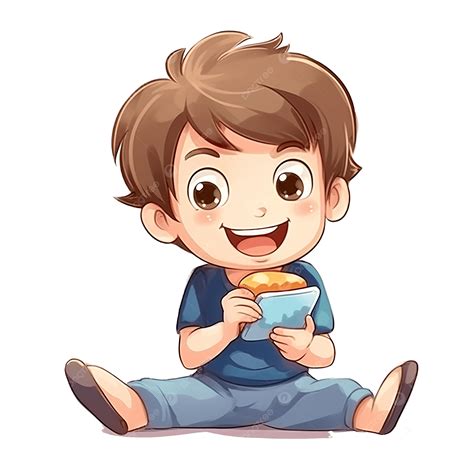 Niño Come Viendo Dibujos Animados En El Celular PNG ,dibujos Chico ...