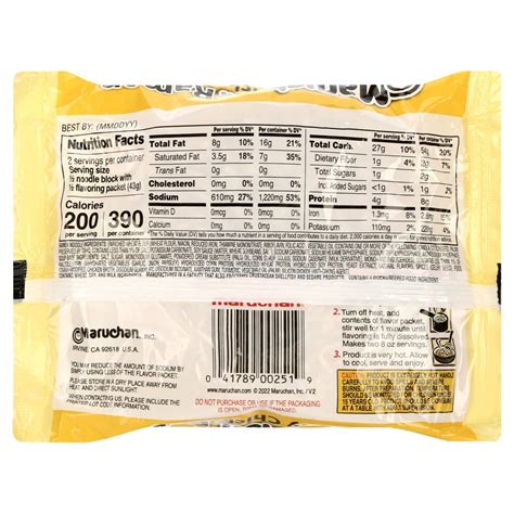 Ramen Nutrition Facts Maruchan - Printable Nutrition Facts