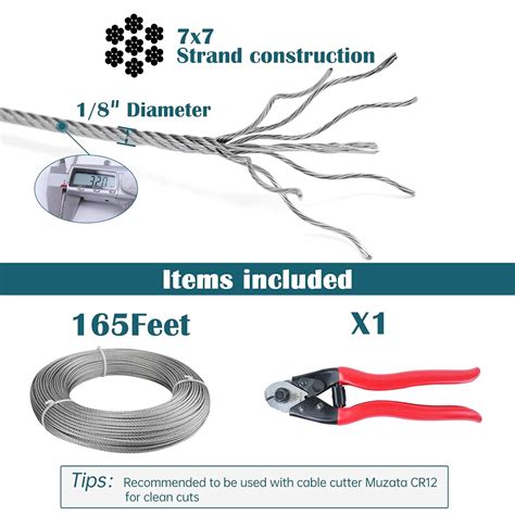 Buy Muzata 165ft 1/8inch Stainless Steel Wire Rope Aircraft with 1pc ...