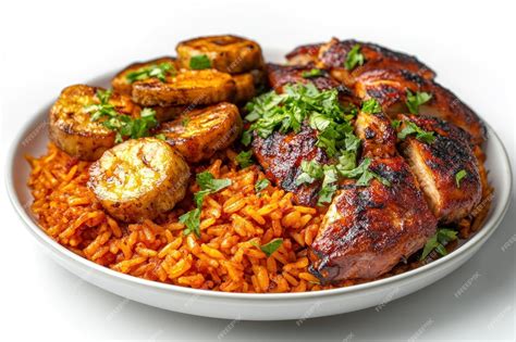 Grilled chicken plantain and rice dish | Premium AI-generated image