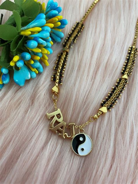 Personal Name Short Mangalsutra With Ying & Yang Charm – Digital Dress Room
