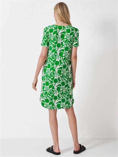 Crew Clothing Lea Floral Linen Blend Shirt Dress, Green/White