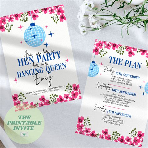 Mamma mia disco theme bachelorette party itinerary digital etsy – Artofit