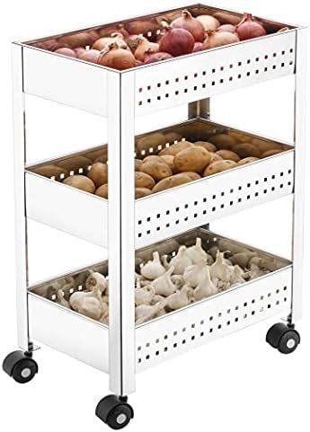 Buy Plantex Vegetable Stand for Kitchen Steel/Kitchen Trolley with ...