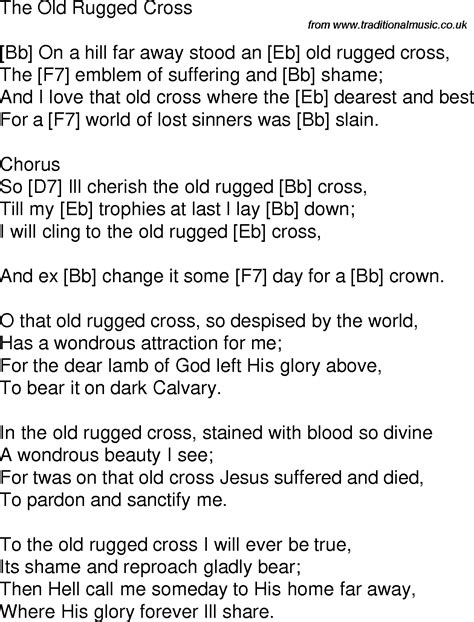 The Old Rugged Cross Lyrics Printable