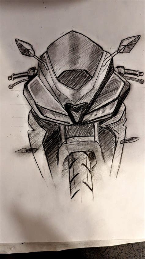 Motorcycle Drawing with Forks