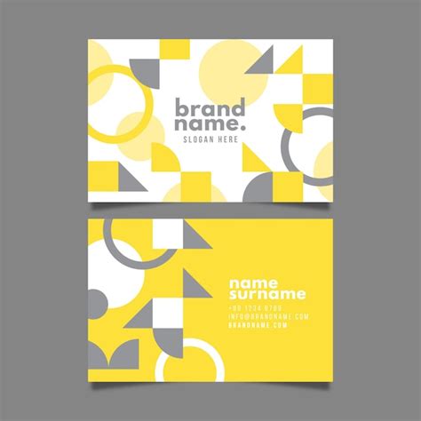 Yellow and gray abstract business card template | Premium Vector