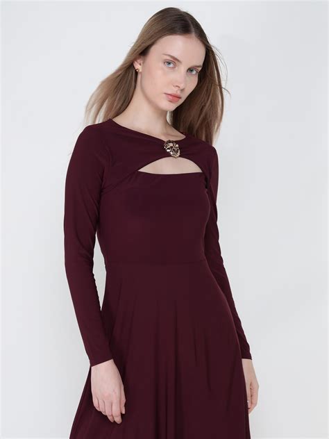 Elysian Grace Wine Flared Dress