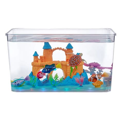 Robo Alive Light Up Aquarium Set Playset (Includes 4 Fish & 2 Turtles ...