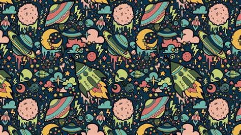 Download wallpaper 2048x1152 texture, patterns, aliens, rockets, space ...