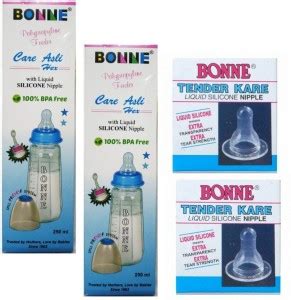 BONNE HEX Feeding Bottles 250ml (Pack of 2 + 2 Pcs Nipple) - 250 ml ...