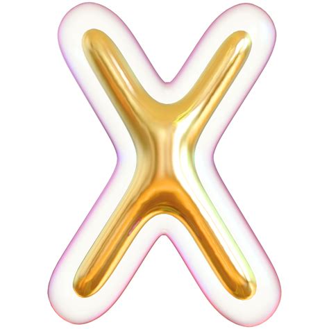 Gold bubble letter X font 3d render 36304984 PNG
