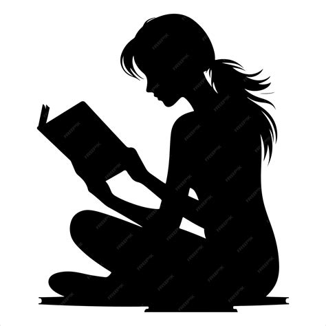 Silhouette of a Person Reading a Book black color vector | Premium AI ...