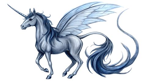 a blue unicorn with wings on its back 47830449 PNG