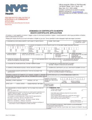 Death Certificate Application - Blank Fillable Template | Fill Out ...