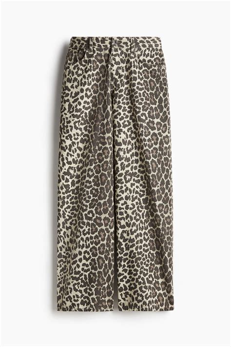 Women's Light beige/Leopard-print Wide jeans | H&M IN