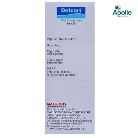 Defcort Oral Suspension | Uses, Side Effects, Price | Apollo Pharmacy