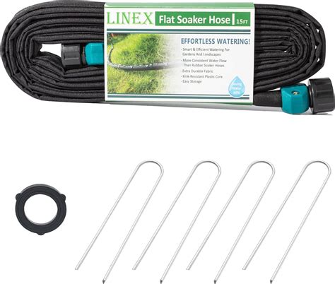 Amazon.com: LINEX Garden Flat Soaker Hose 1/2" x 15 ft with Stake for ...