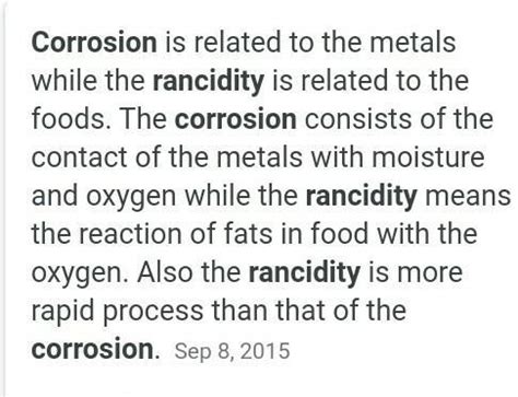 what the difference between corrosion and rancidity - Brainly.in
