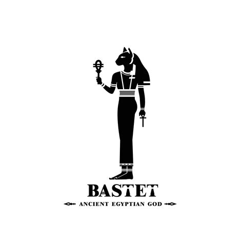 Ancient egypt god of protection bast silhouette, middle east ruler cat ...